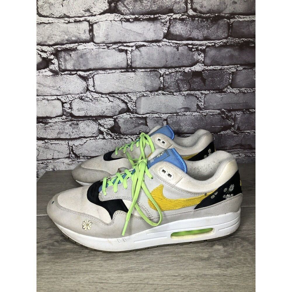 Nike Air Max 1 Daisy White Grey Black Yellow Sneakers Men 12M US/46 CW6031-100
